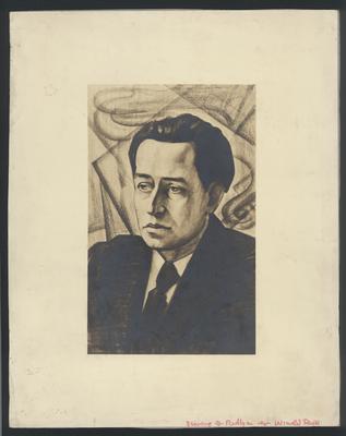 Portrait drawing of Dane Rudhyar, head and shoulders portrait, by Winold Reiss