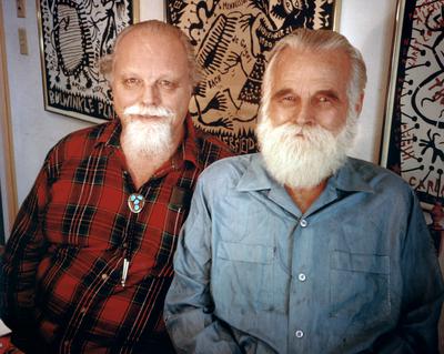 Lou Harrison & William Colvig, half length portrait, facing forward, (ca. 1998)
